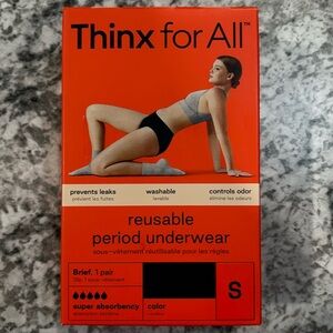Thinx Brand Period Panty Briefs in Black (Super Absorbency) Small